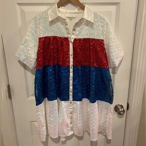 NWOT Sequin red white and blue dress. Size small